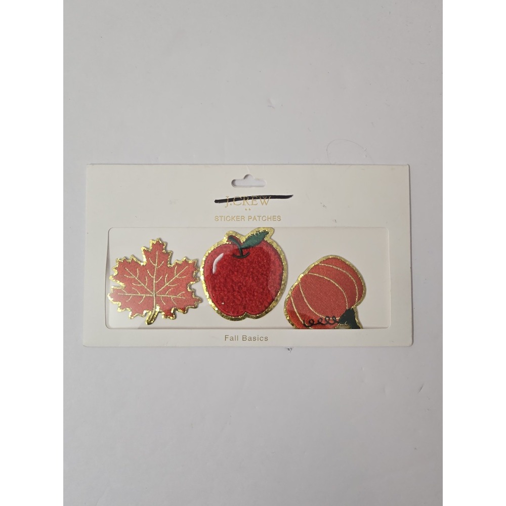 New J Crew Sticker Patches Fall Basics Pumpkin Apple Leaf Stick on or Sew on